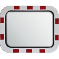 Safety Mirror - Roads and Traffic - Stainless Steel - Red and White Border - 600mm x 450mm