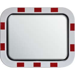Safety Mirror - Roads and Traffic - Stainless Steel - Red and White Border - 600mm x 450mm Safety Mirror - Roads and Traffic - Stainless Steel - Red and White Border - 600mm x 450mm