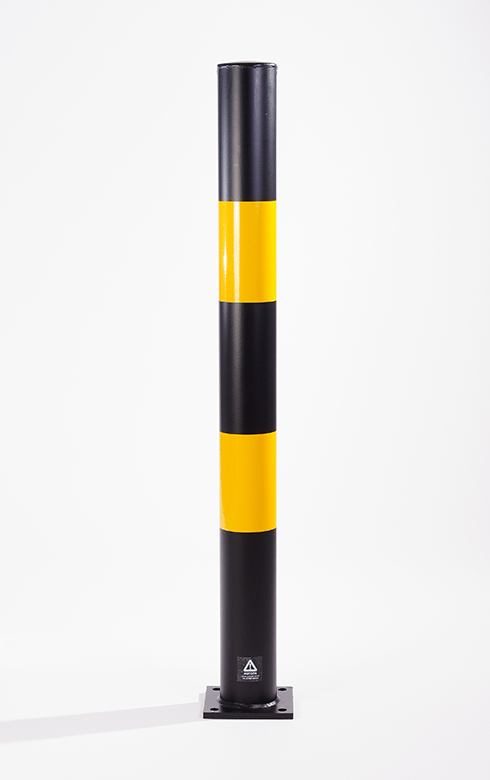 12 Height - 4.5 OD Electriduct 1 Foot Steel Pipe Safety Bollard Post Yellow/Black Stripe Parking Lot Traffic Barrier 