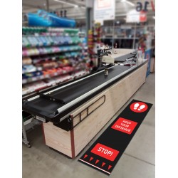 Social Distancing Floor Mat - Red - Footprints Motif - 0.65m x 2.0m