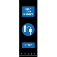 Social Distancing Floor Mat - Blue - People Motif - 0.65m x 2.0m