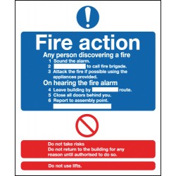 Fire Action Notice sign - Rigid Fire Action Notice sign - Rigid