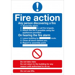 Fire Action Notice Symbolised sign - Rigid