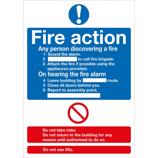 Fire Action Notice Symbolised sign - Rigid