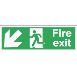 Fire Exit Running Man Arrow Down Left sign - Rigid