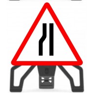 Road Narrows Left with Sign Frame