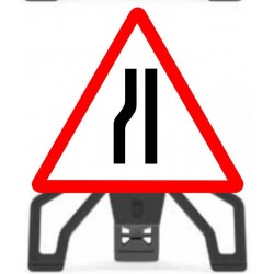 Road Narrows Left with Sign Frame Road Narrows Left with Sign Frame