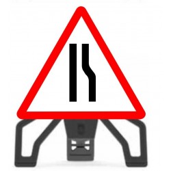 Road Narrows right with Sign Frame Road Narrows right with Sign Frame
