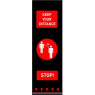 Social Distancing Floor Mat - Red - People Motif - 0.65m x 2.0m