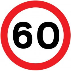 Speed Limit Sign - 60mph R2 reflective microprismatic - 3 sizes   Speed Limit Sign - 60mph R2 reflective microprismatic - 3 sizes
