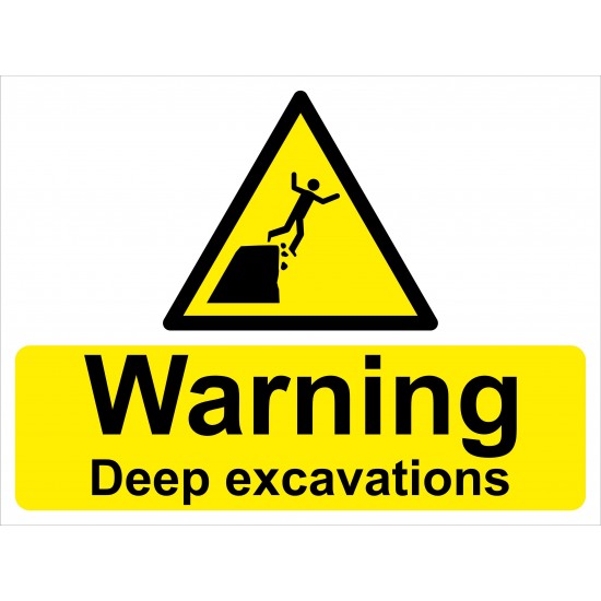 Hazard Signage - Warning Deep Excavations - 5 Pack