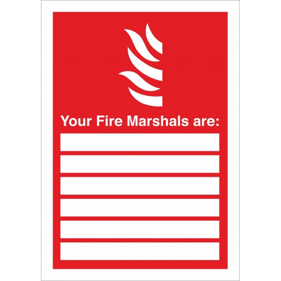 Fire Marshals Sign - 5 Pack