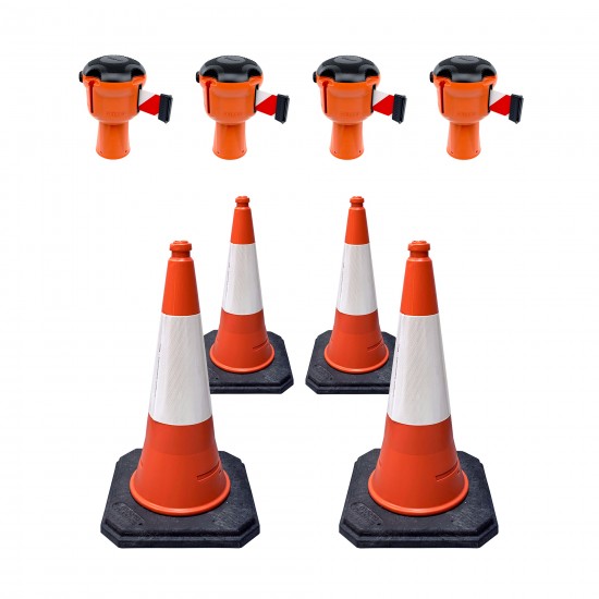 Skipper Road Cone 36m Retractable Safety Barrier Kit